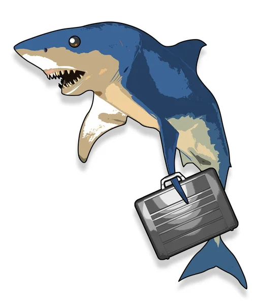 Tubarão dos desenhos animados com pasta — Fotografia de Stock