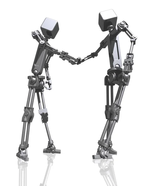 机器人握手 — 图库照片