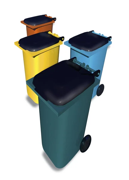 多彩色单据废物分类回收箱 — 图库照片