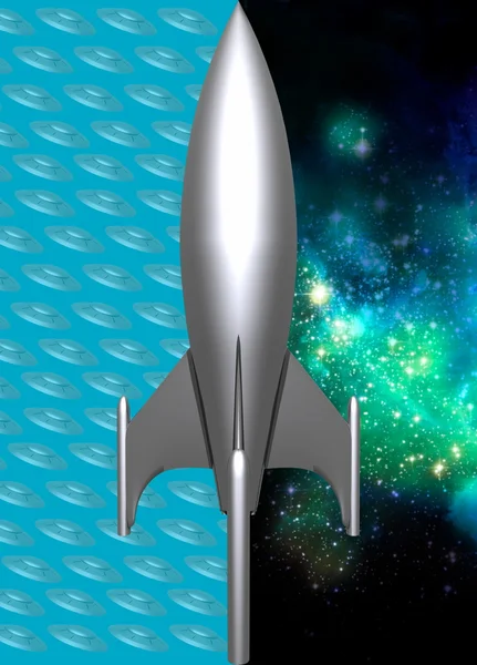 Retro style rocket ship — Stock Photo, Image