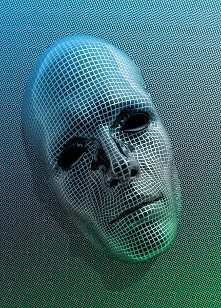 A compuer like face on a grid background — стоковое фото