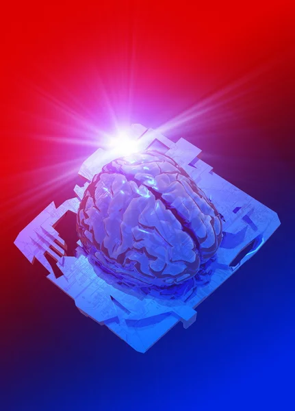 Cerebro humano artificial en un chip de ordenador — Foto de Stock