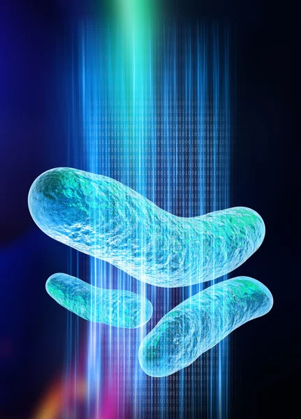 E 大肠杆菌和计算机的数据 — 图库照片