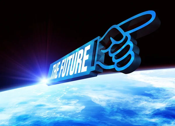 The future signage over planet earth — Stockfoto
