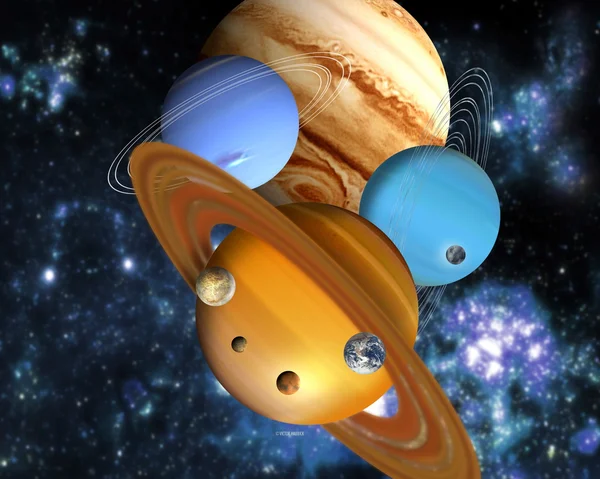 De negen planeten Stockafbeelding