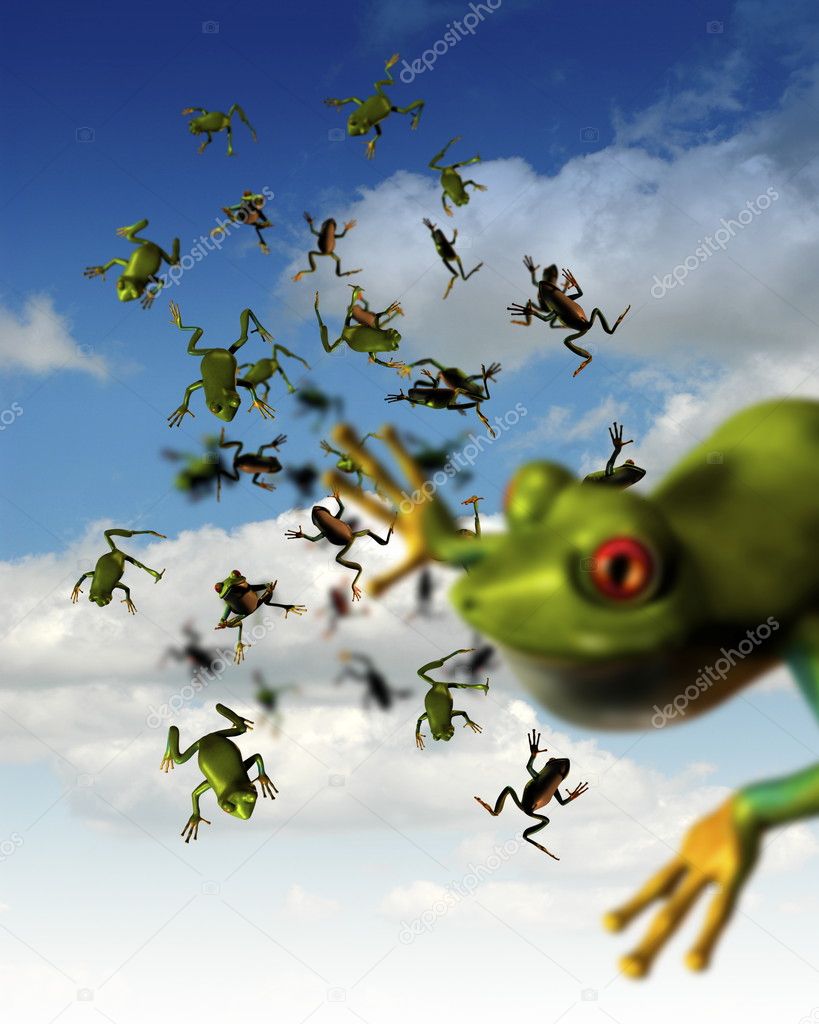 Žáby, padající z nebe — Stock Fotografie © maninblack 10255225