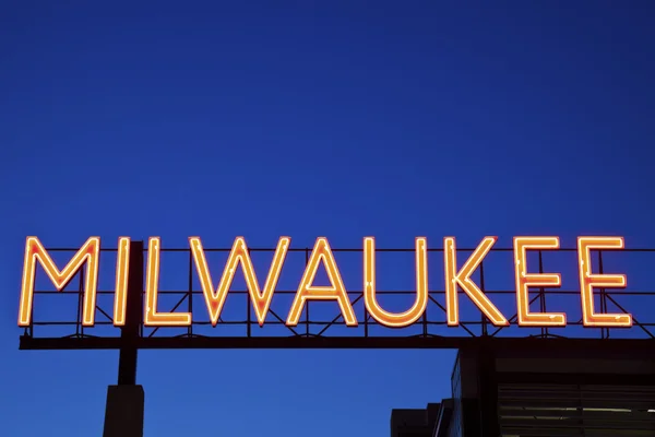 stock image Red Milwaukee sign