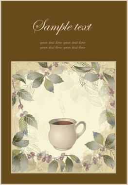 Vector elegant coffee themed background illustration . Illustration of a coffee tree.Menu. clipart