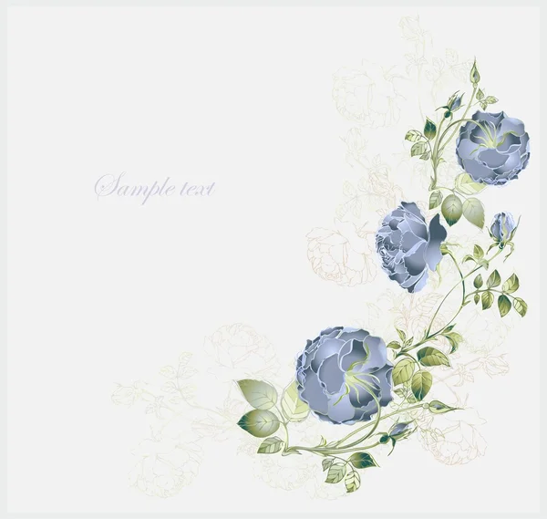 Gratulationskort med rose. illustration rosor. vacker dekorativ ram med blommor. — Stock vektor