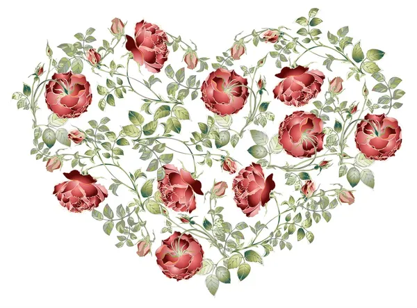 Corazón decorativo. Tarjeta de felicitación de San Valentín dibujada a mano. Ilustración ros — Vector de stock