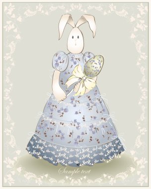 Paskalya kartı. yumurta paskalya tavşanına Illustration. resimde dantel.
