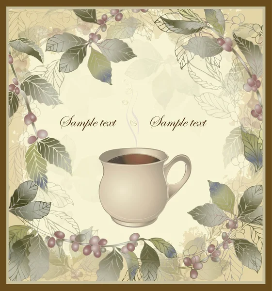 Vector elegante ilustración de fondo temática café. Ilustración de un árbol de café.Menú . — Archivo Imágenes Vectoriales