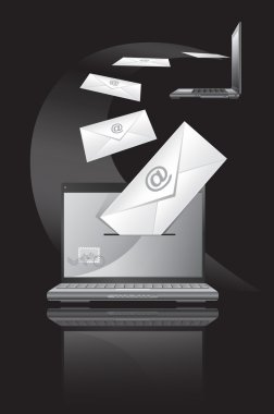 Computer and mailers clipart