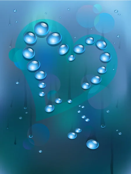 Obrázek srdce kapky deště — Stockový vektor