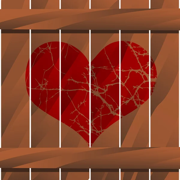 Heart on a Wooden Fence — Stock Vector