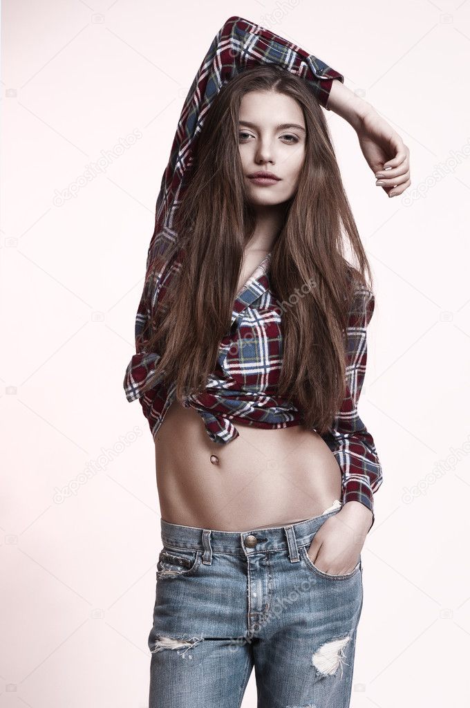 Sexy young punky brunette