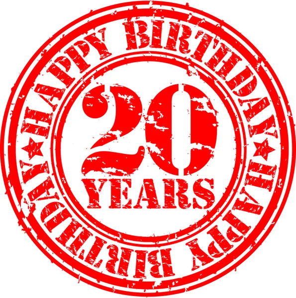 stock vector Grunge 20 years happy birthday rubber stamp, vector illustration