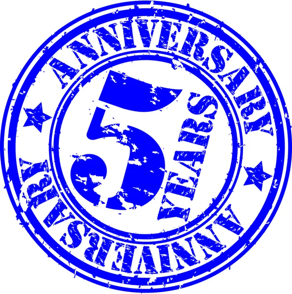 Grunge 5 anos selo de borracha aniversário, ilustração vetorial —  Vetores de Stock