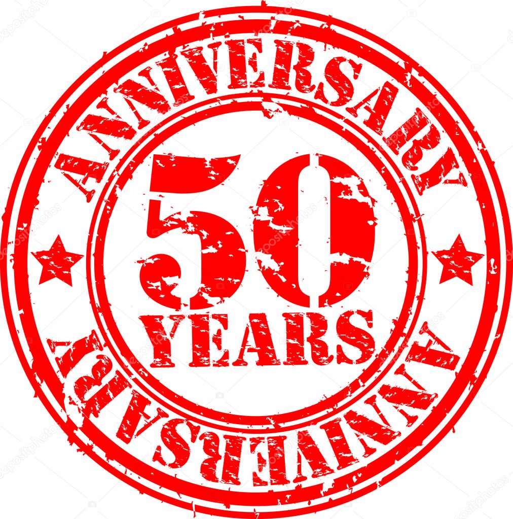 Grunge 50 years anniversary rubber stamp, vector illustration