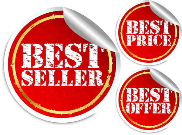 El mejor vendedor, el mejor precio y las mejores pegatinas de la oferta, ilustración del vector — Vector de stock