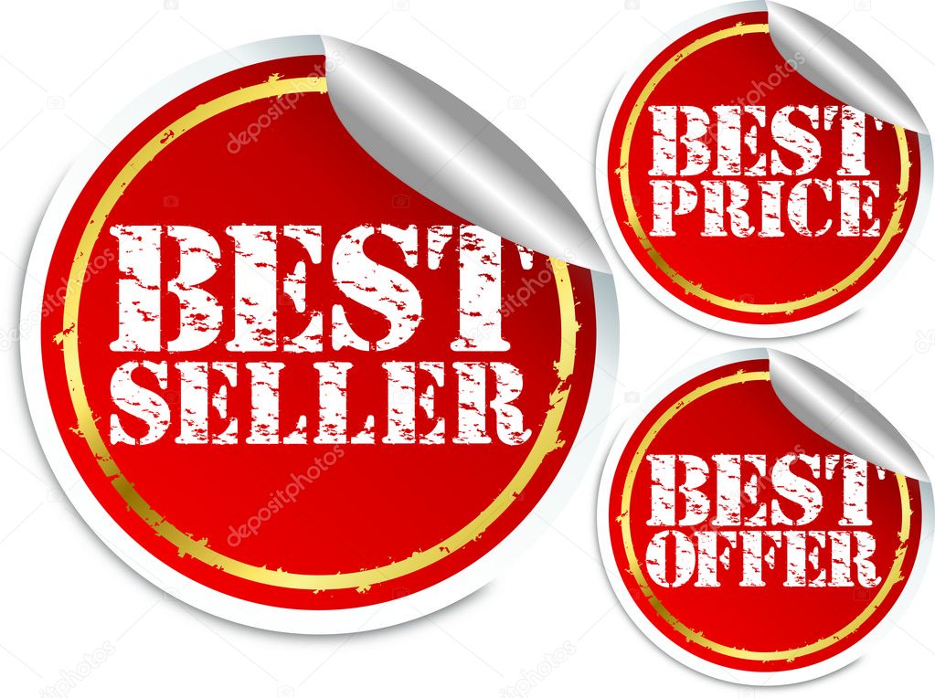 Best seller, best price and best offer stickers, vector illustration