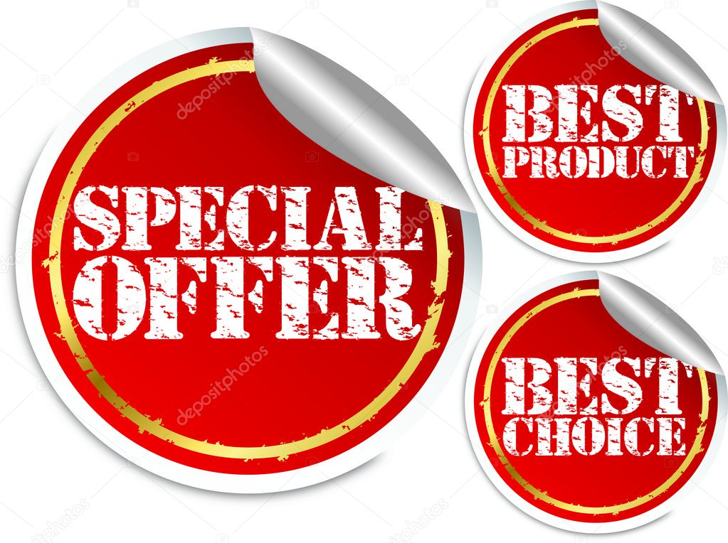 Special offer, best product and best choice stickers, vector illustration