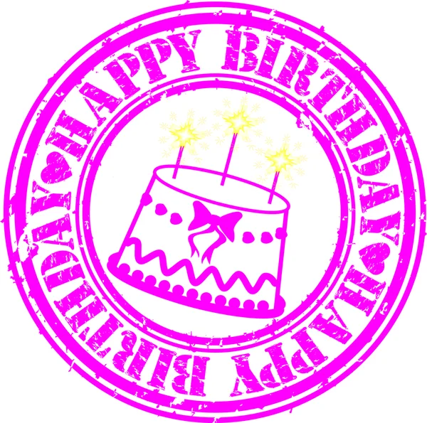 Grunge feliz cumpleaños sello de goma, vector de ilustración — Archivo Imágenes Vectoriales