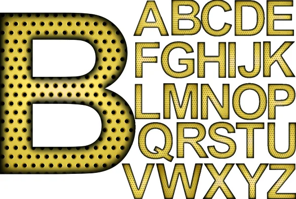 Alfabeto dorado a la parrilla, letras de A a Z, ilustración vectorial — Vector de stock