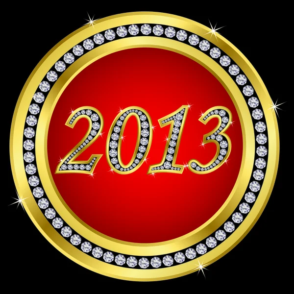 New year 2013 icon with diamonds, vector — Stock Vector