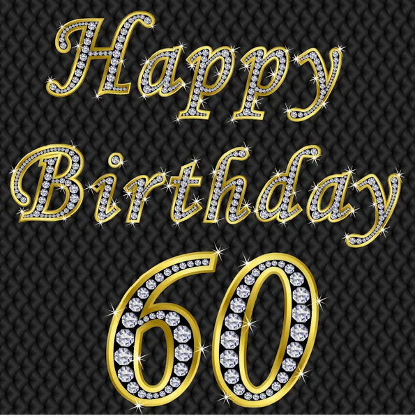 Boldog 60 születésnapot, arany, gyémánt, vektoros illusztráció — Stock Vector