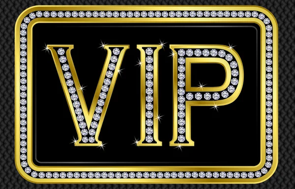 VIP-kaart, gouden met diamanten, vectorillustratie — Stockvector