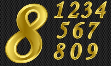 Golden number set, from 1 to 9 clipart