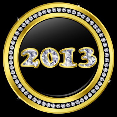 Daimond new year 2013 with golden frame, vector illustration clipart