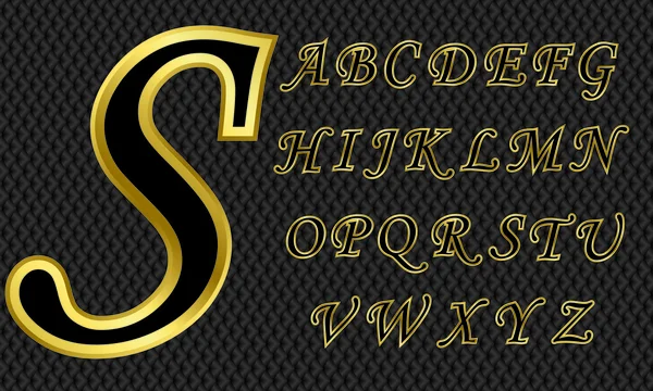 Goldenes Alphabet, Buchstaben von a bis z, Vektorillustration — Stockvektor