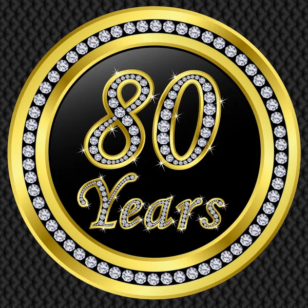 80 years anniversary with diamonds — ストックベクタ
