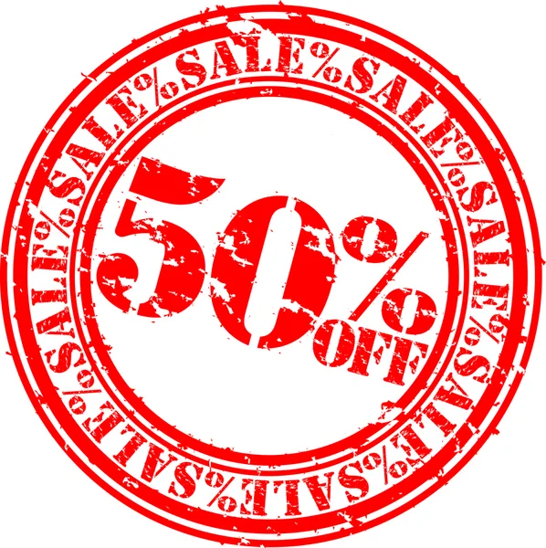 Grunge 50 percent off sale rubber stamp, vector illustration — Stock Vector