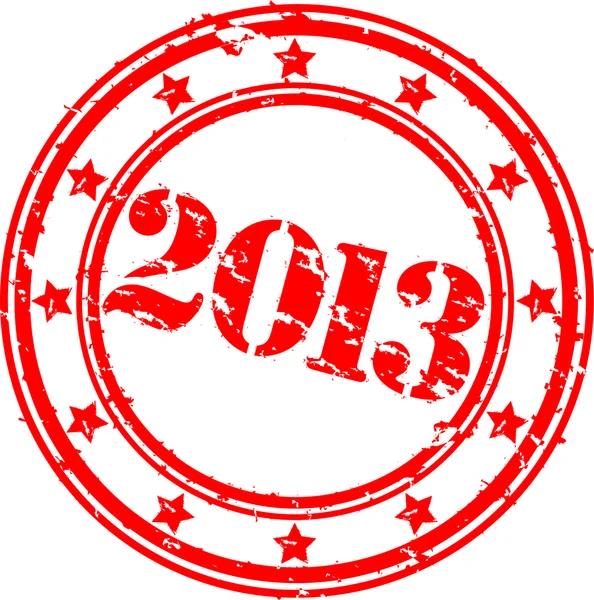 Grunge 2013 Feliz año nuevo sello de goma, vecto ilustración — Vector de stock