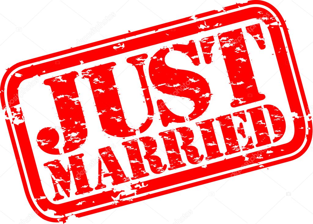Grunge Just married rubber stamp, vector illustration