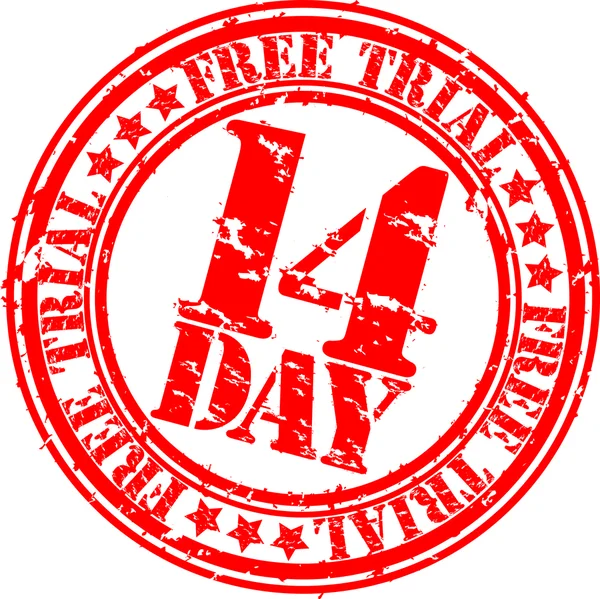 Grunge 14 napos ingyenes próba bélyegző, vektoros illusztráció — Stock Vector