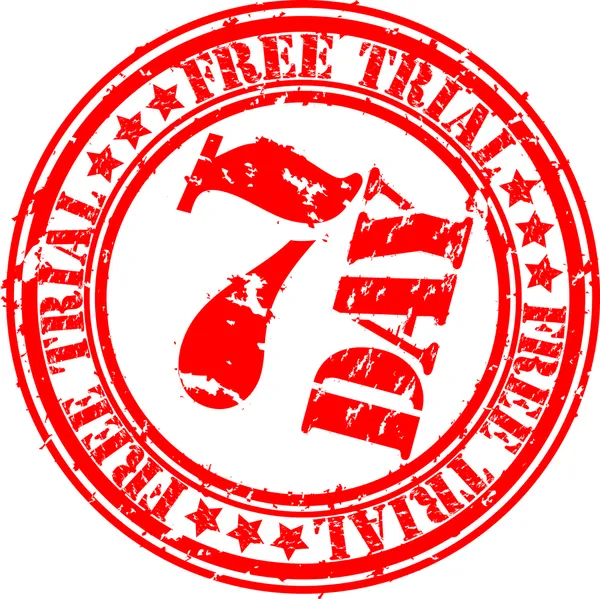 Grunge 7 jours d'essai gratuit timbre en caoutchouc, illustration vectorielle — Image vectorielle