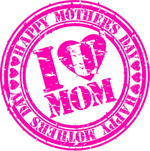 Grunge Happy sello de goma del día de la madre, ilustración vectorial — Archivo Imágenes Vectoriales