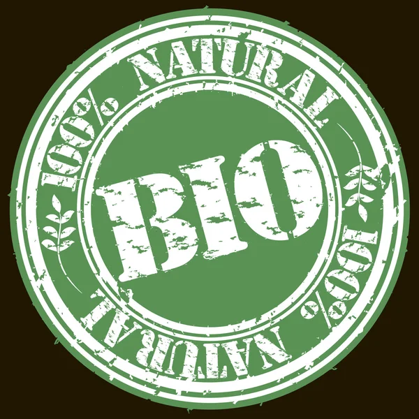 Grunge bio 100 percent natural rubber stamp, vector illustration — Stock Vector