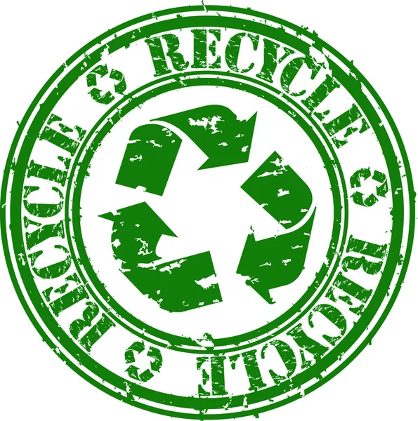 Grunge 100 τοις εκατό ανακύκλωσης καουτσούκ σφραγίδα, εικονογράφηση φορέας — Διανυσματικό Αρχείο