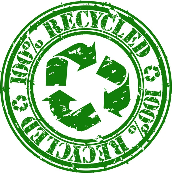 Grunge 100 procent recycle rubberstempel, vectorillustratie — Stockvector