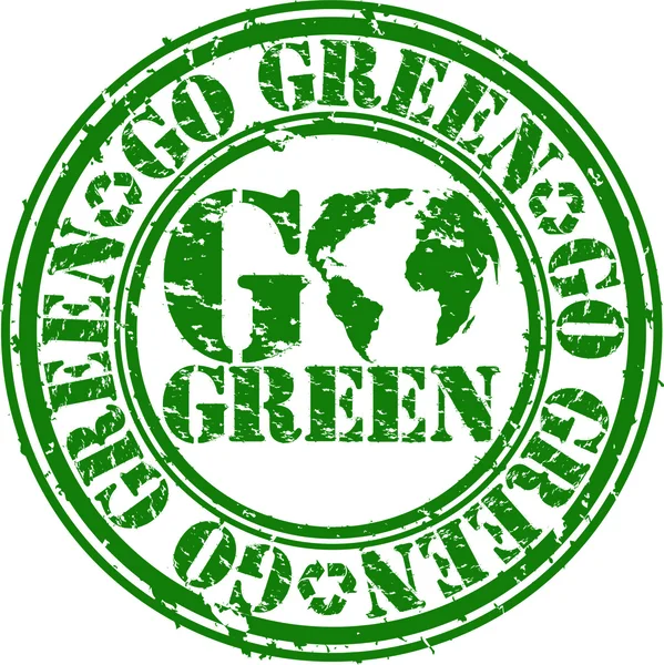 Grunge πάει πράσινο καουτσούκ σφραγίδα, εικονογράφηση φορέας — Διανυσματικό Αρχείο