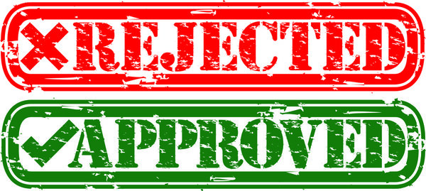 Гранж отвергнут и одобрен резиновый штамп, векторная иллюстрация
