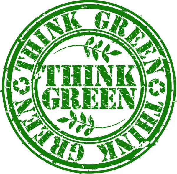 Grunge pensar sello de goma verde, vector de ilustración — Archivo Imágenes Vectoriales