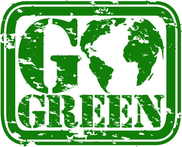 Grunge ir sello de goma verde, vector de ilustración — Vector de stock