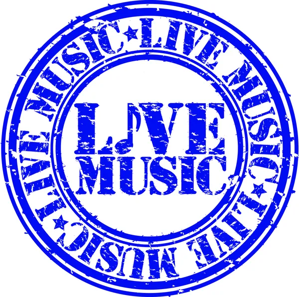 Grunge sello de goma de música en vivo, ilustración vectorial — Archivo Imágenes Vectoriales
