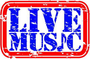 Grunge live music rubber stamp, vector illustration clipart